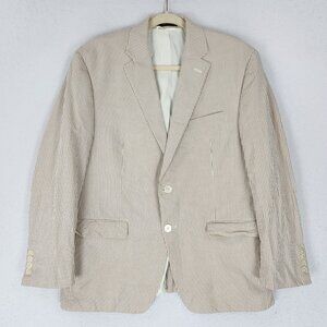 Ralph Lauren Jacket Mens 42 Short Tan White Seersucker LRL Cotton Blazer Suit